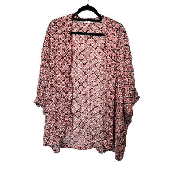 Victoria’s Secret Geometric Kimono Cardigan XS/S | Oversized Boho Cover-Up Pink - Picture 1 of 5